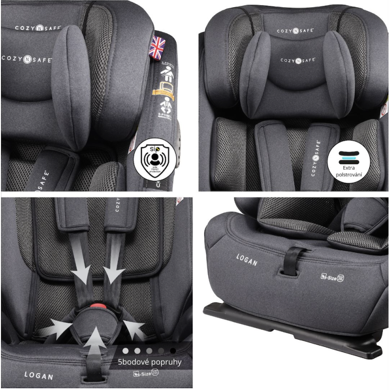 Cozy N Safe LOGAN i-Size autosedačka 76-150 bez isofixu, Graphite 2025