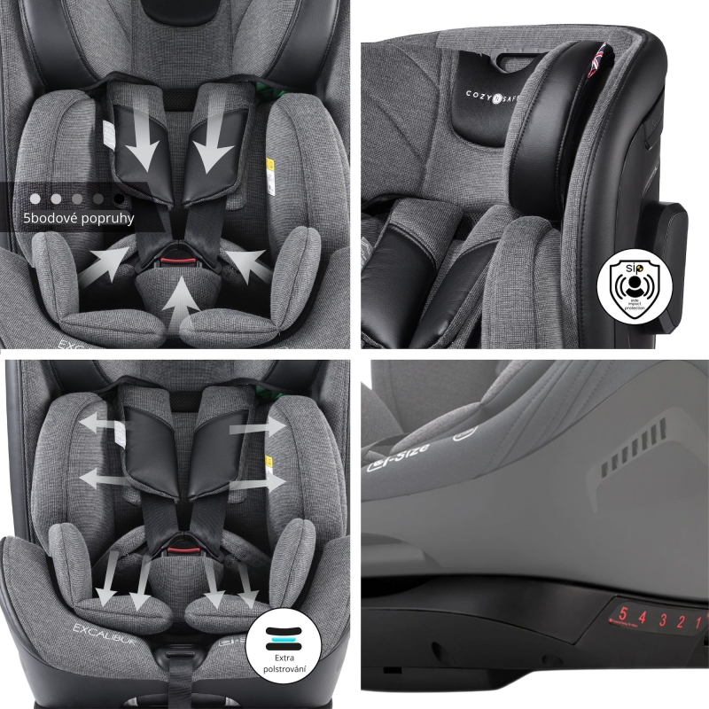 Cozy N Safe EXCALIBUR i-Size autosedačka 76-150, Black/Grey 2025