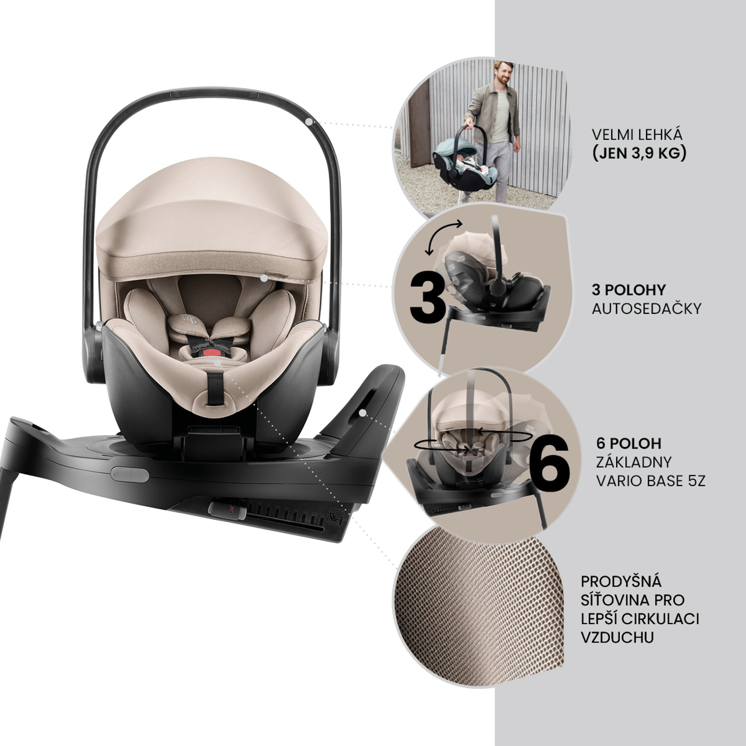 Set kočárek Smile 5Z + hluboká korba + autosedačka Baby-Safe PRO + Vario Base 5Z Style, Teak