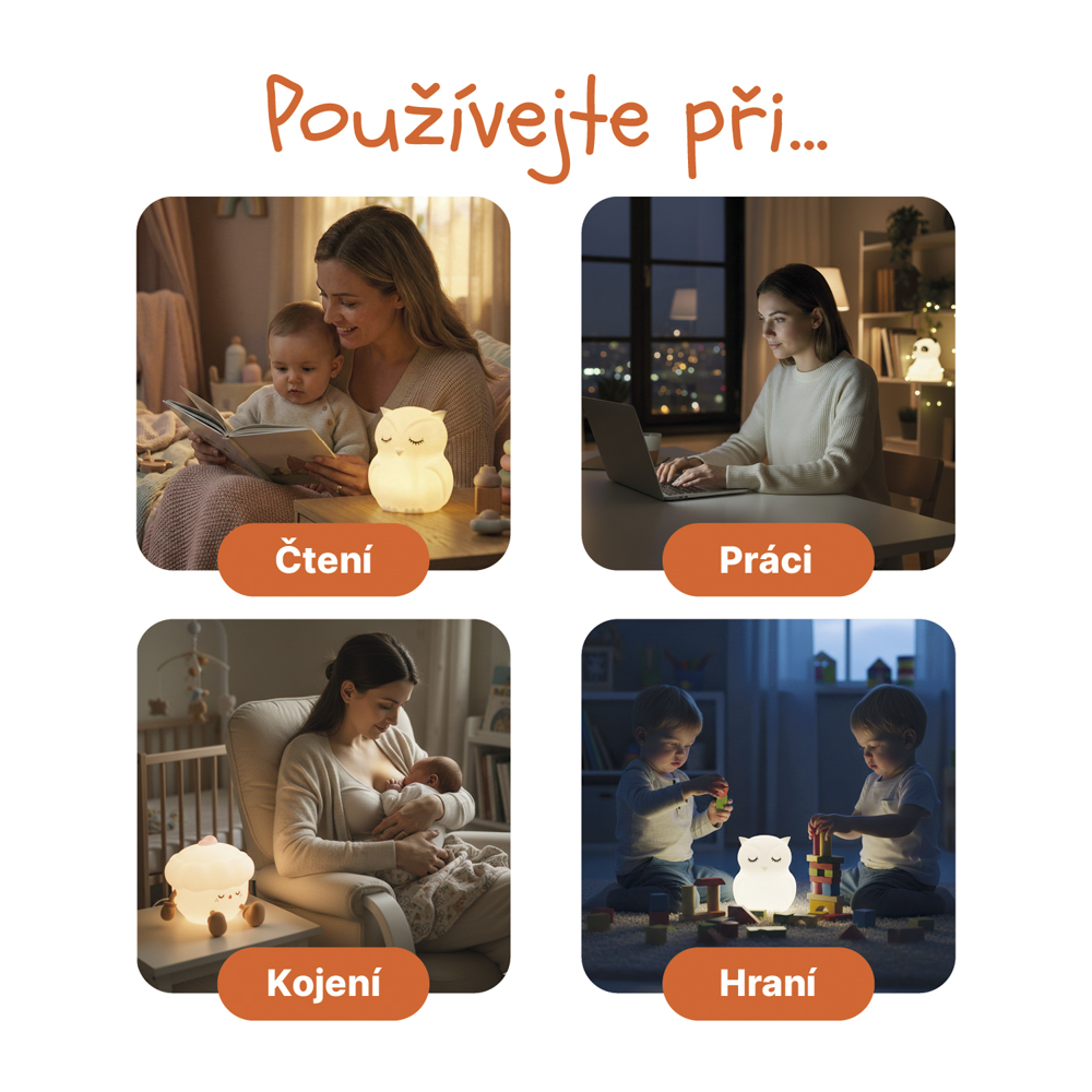 Silikonová LED noční lampička vel. M, Muffin