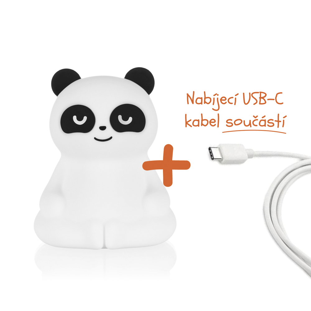 Silikonová LED noční lampička vel. M, Panda