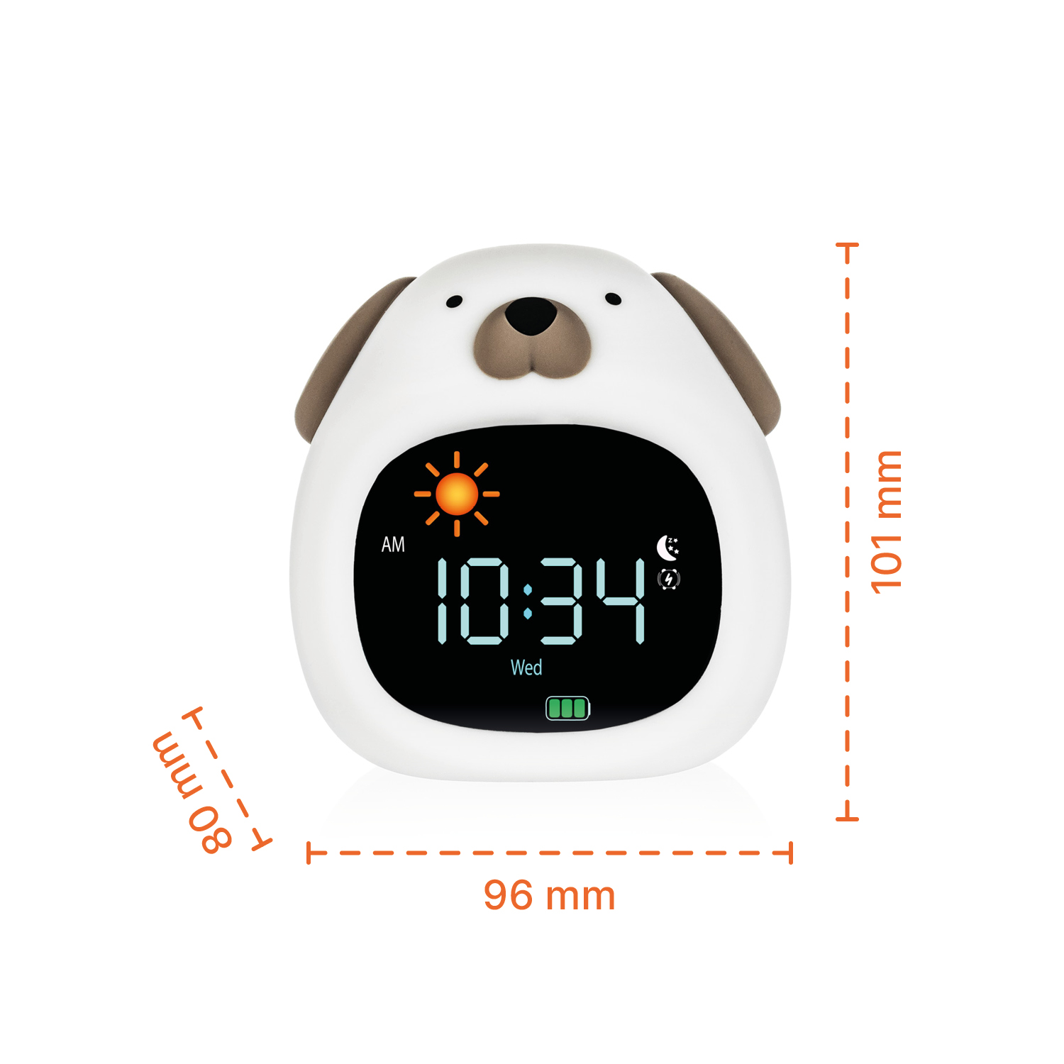 Silikonový dětský budík s nočním světlem a hudbou, Dog