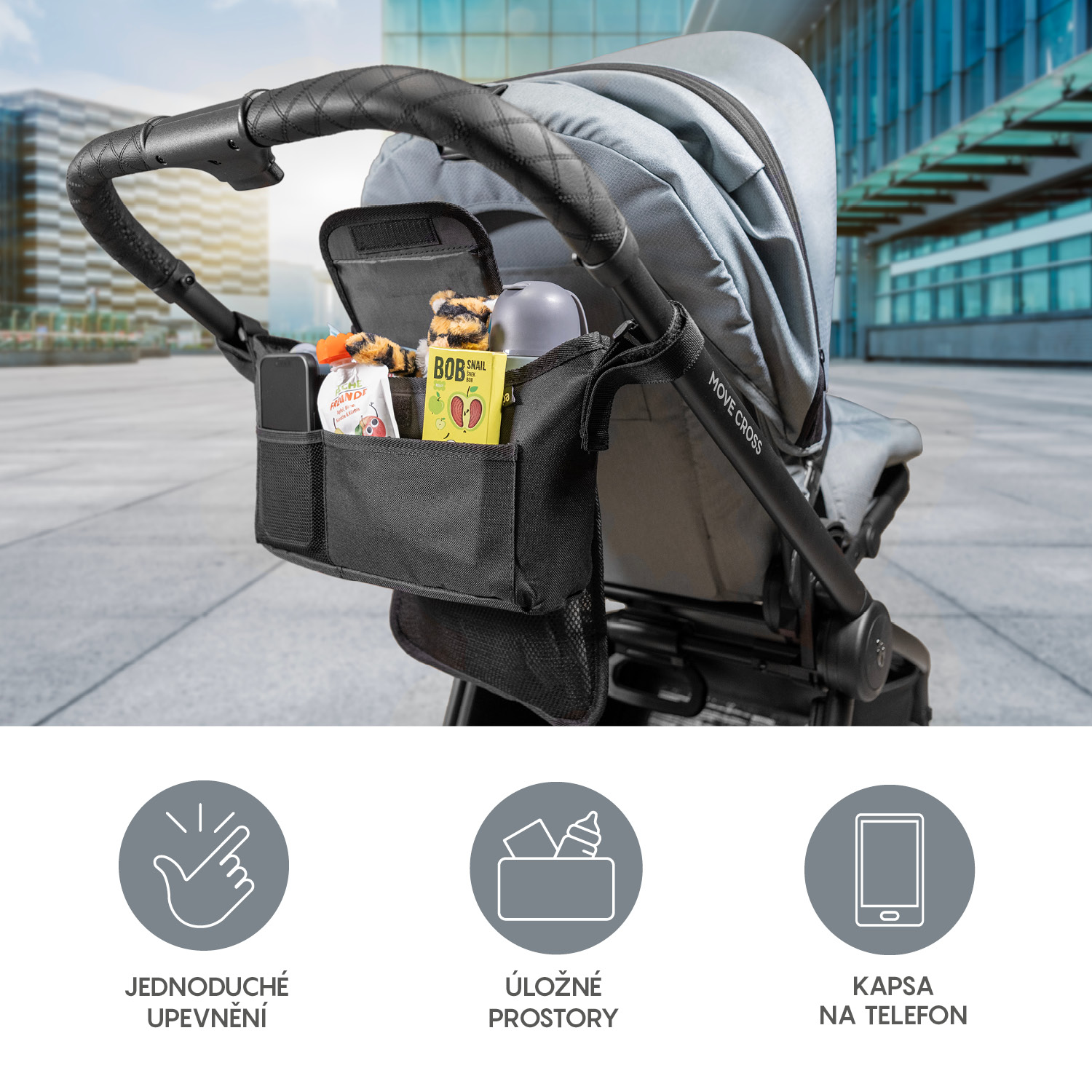Organizér na kočárek Plus, Grey