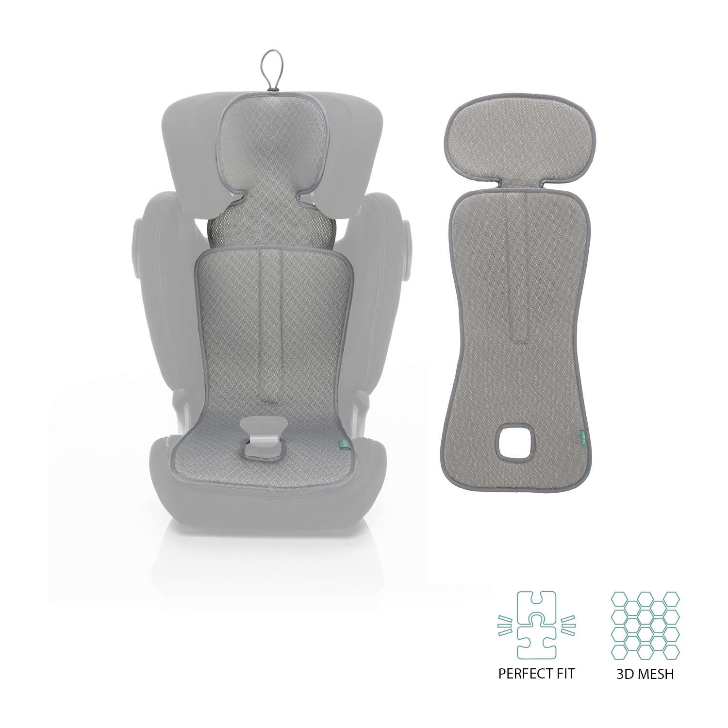 Prodyšná podložka do autosedačky Breeze sk. 2/3, Maory Grey