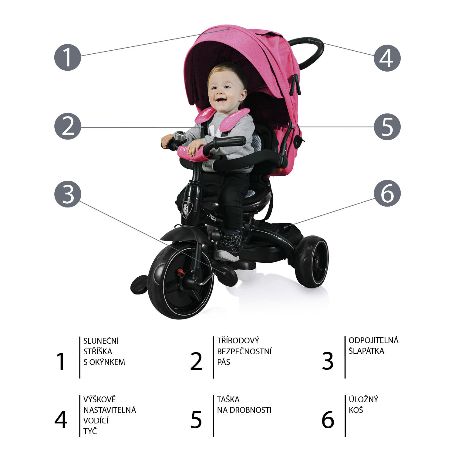Tříkolka Citi Trike, Candy Pink