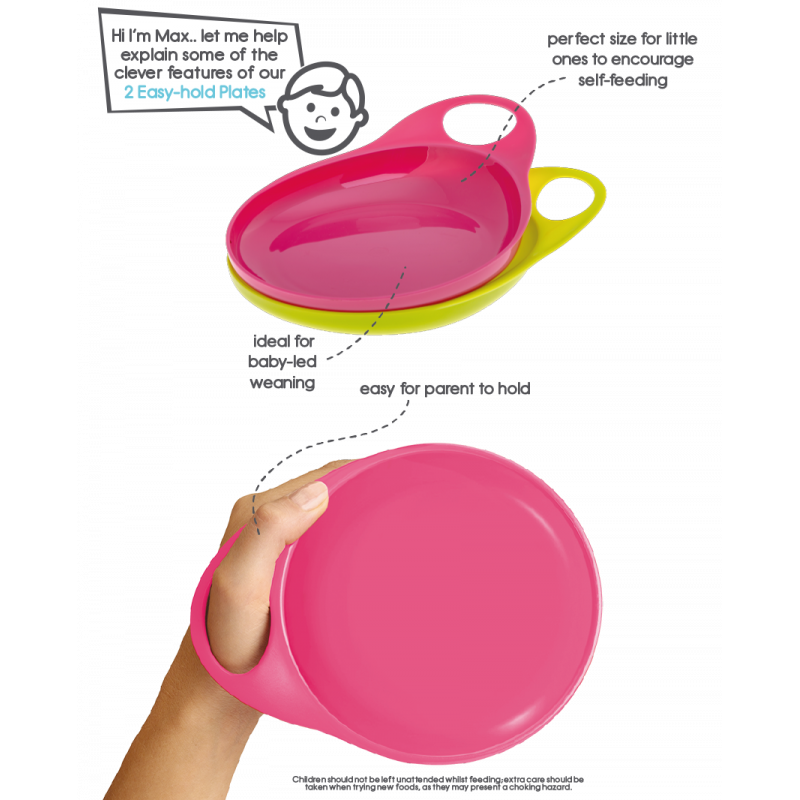 Brother Max Talířek s ouškem - růžový/zelený (2 ks)