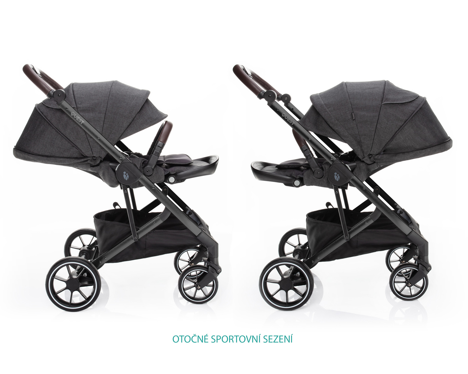 Set kočárek Quest+ korba+ adaptéry, Vulcan Black/Black