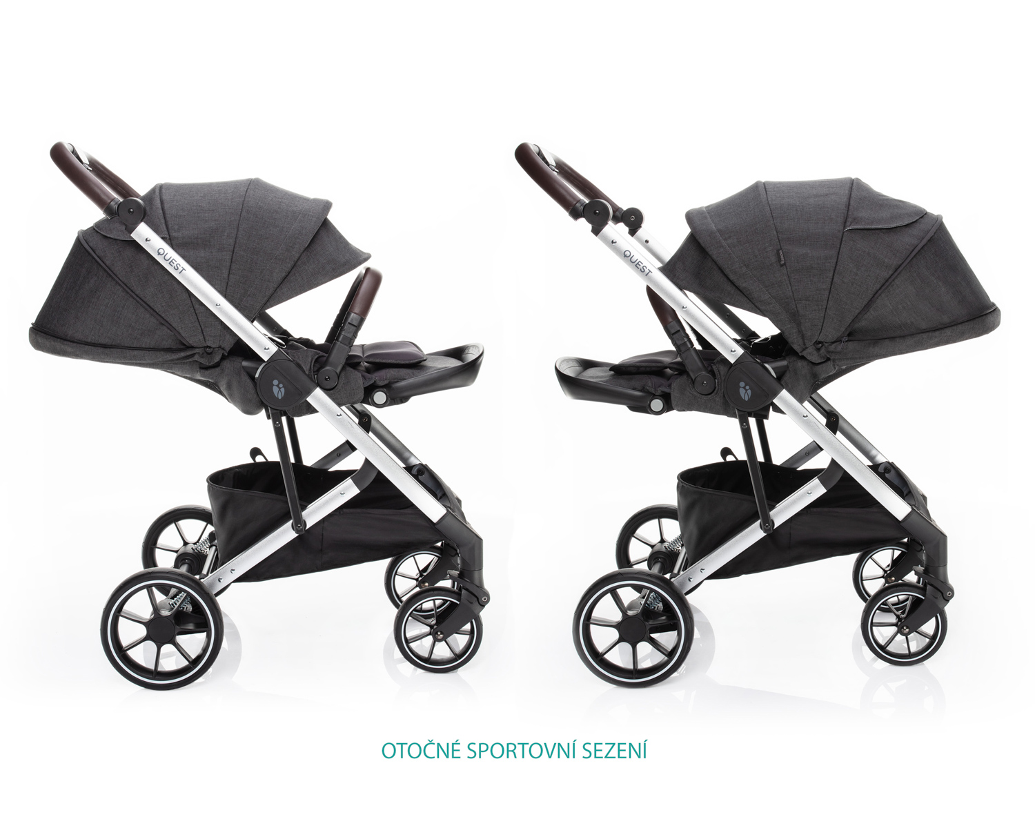Set kočárek Quest+ korba+ adaptéry+ autosedačka, Vulcan Black/Silver
