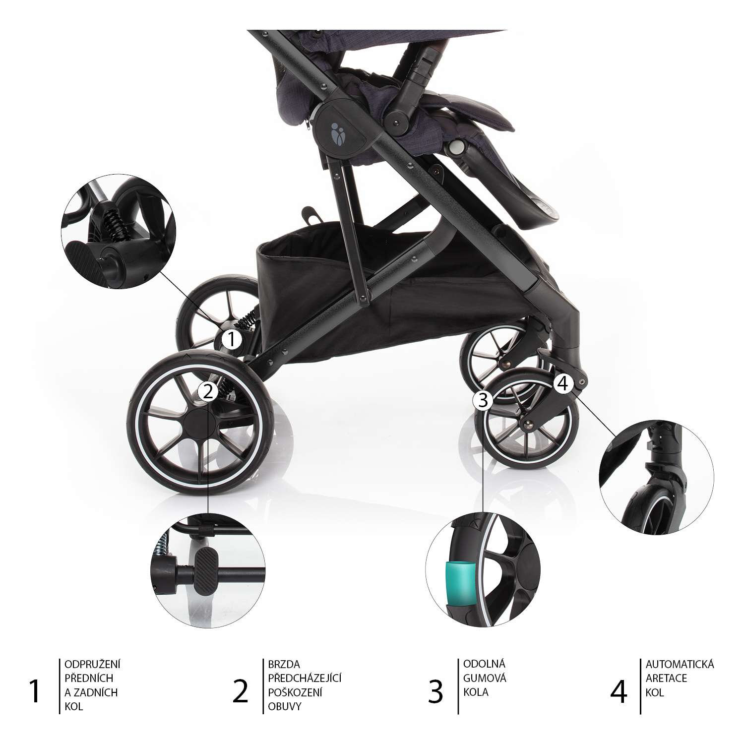 Set kočárek Quest+ korba+ adaptéry+ autosedačka+ báze, Vulcan Black/Black