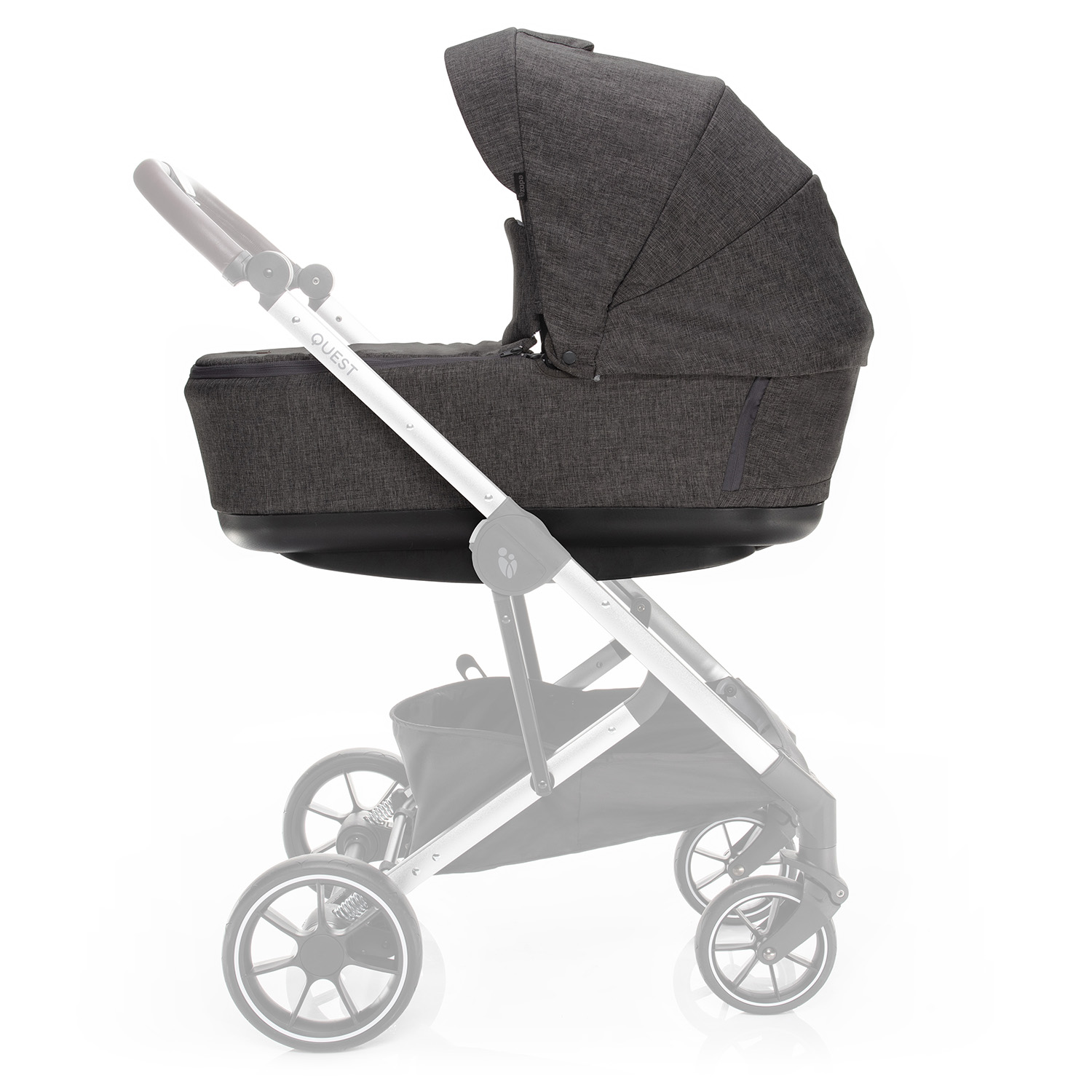 Set kočárek Quest+ korba+ adaptéry+ autosedačka+ báze, Vulcan Black/Black