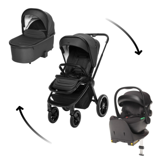 Set kočárek Move Cross 3 + hluboká korba  Move XL 3 + autosedačka + báze, All Black