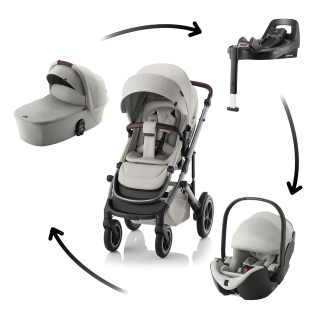 Set kočárek Smile 5Z + hluboká korba + autosedačka Baby-Safe PRO + Vario Base 5Z Lux, Linen Grey