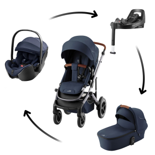 Set kočárek Smile 5Z + hluboká korba + autosedačka Baby-Safe PRO + Vario Base 5Z Style, Night Blue