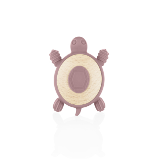Silikonové dřevěné kousátko Turtle, Old Pink