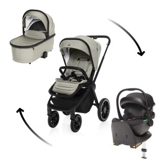 Set kočárek Move Cross 3 + hluboká korba  Move XL 3 + autosedačka + báze, Boss Grey