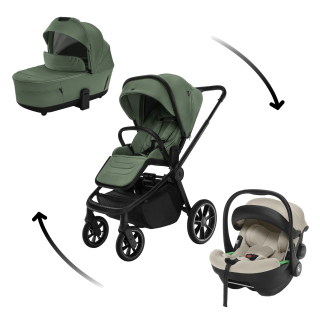Set kočárek Move Cross 5 + hluboká korba Move XL 5 + autosedačka XM dle vlastního výběru, Rocky Green