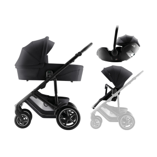 Set kočárek Smile 5Z + hluboká korba + autosedačka Baby-Safe PRO Style, Carbon Black